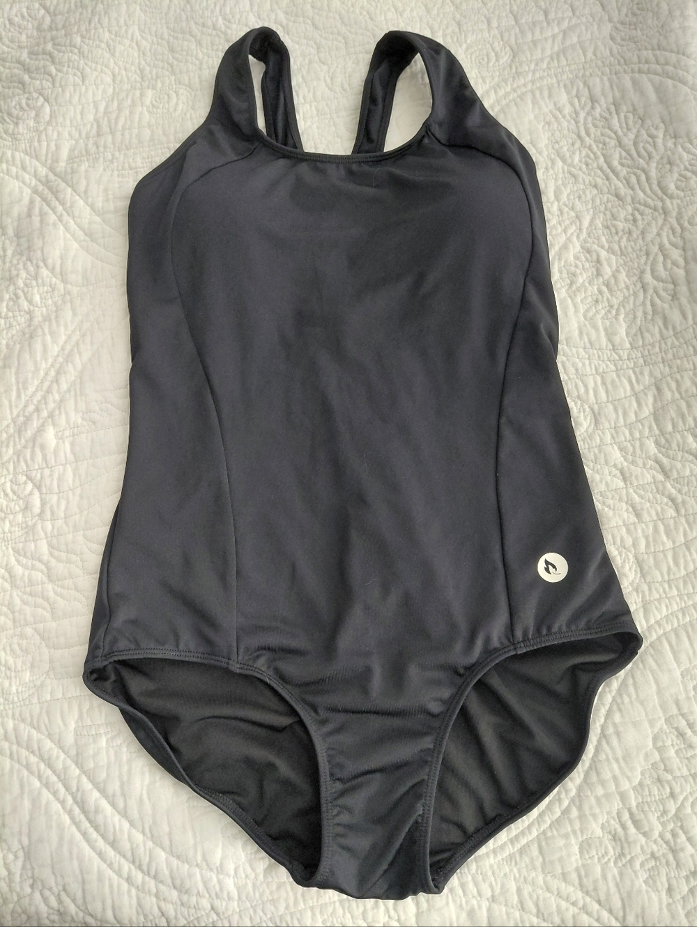 Black One-Piece Swimsuit with Small Logo